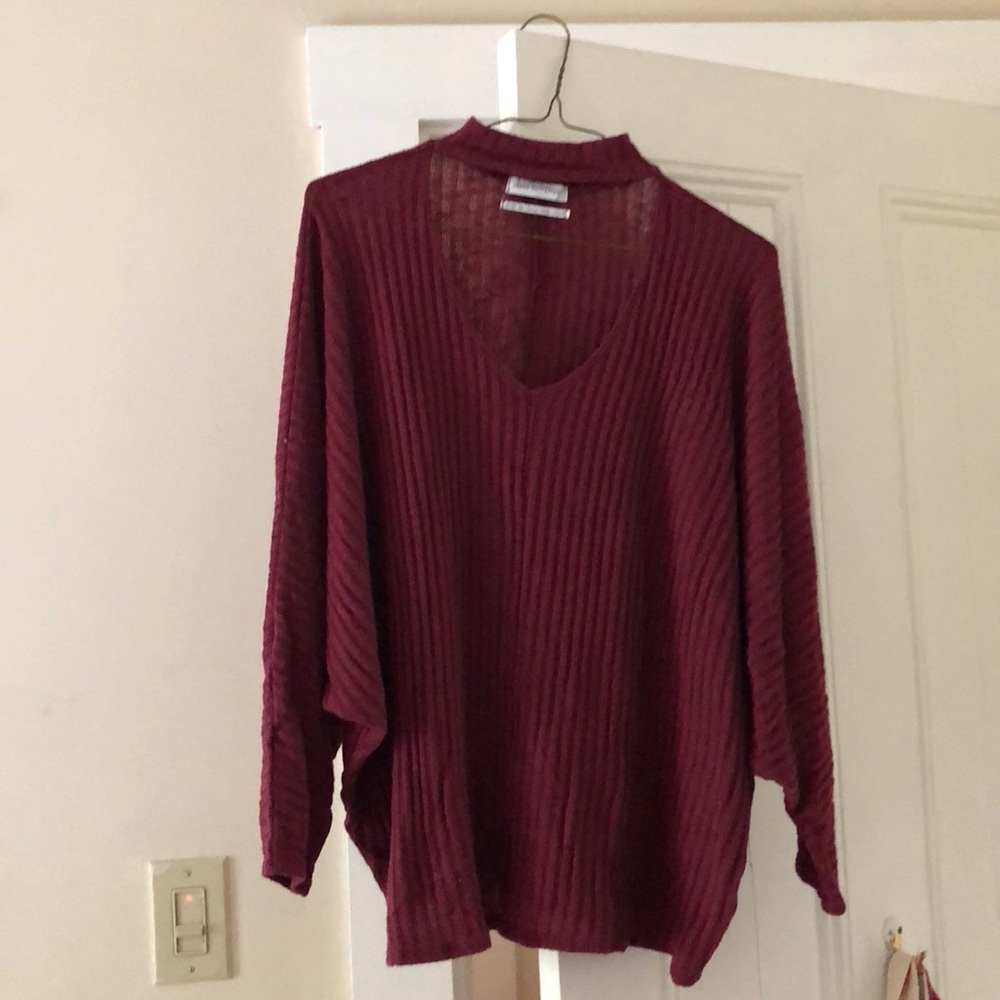 Oversized 1/4 length sweater with choker